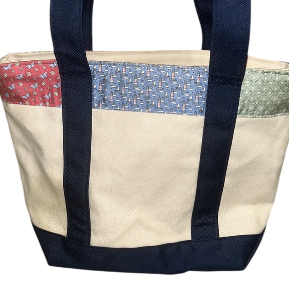 Vineyard Vines Canvas Fabric Whale Sailboat Palm Tree Golf Printed Tote Bag - Picture 5 of 14